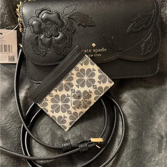 Kate Spade Black Floral Embossed Women's Bag - Picture 4 of 5